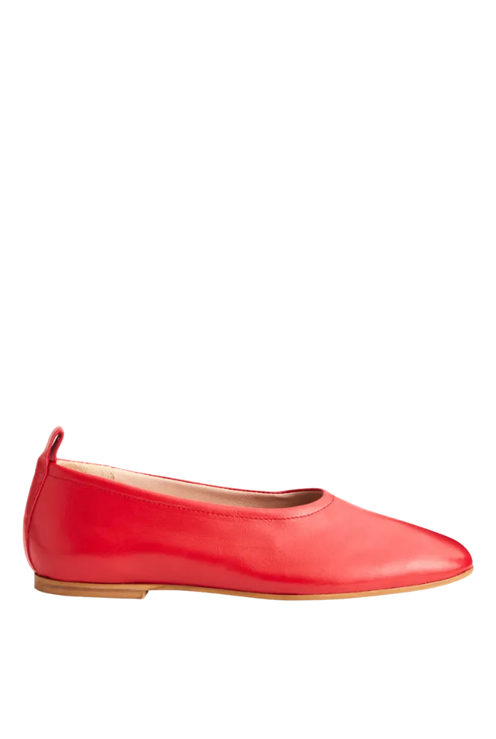 Red Leather Ballet Flats