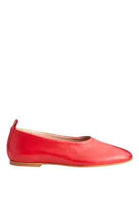 Red Leather Ballet Flats