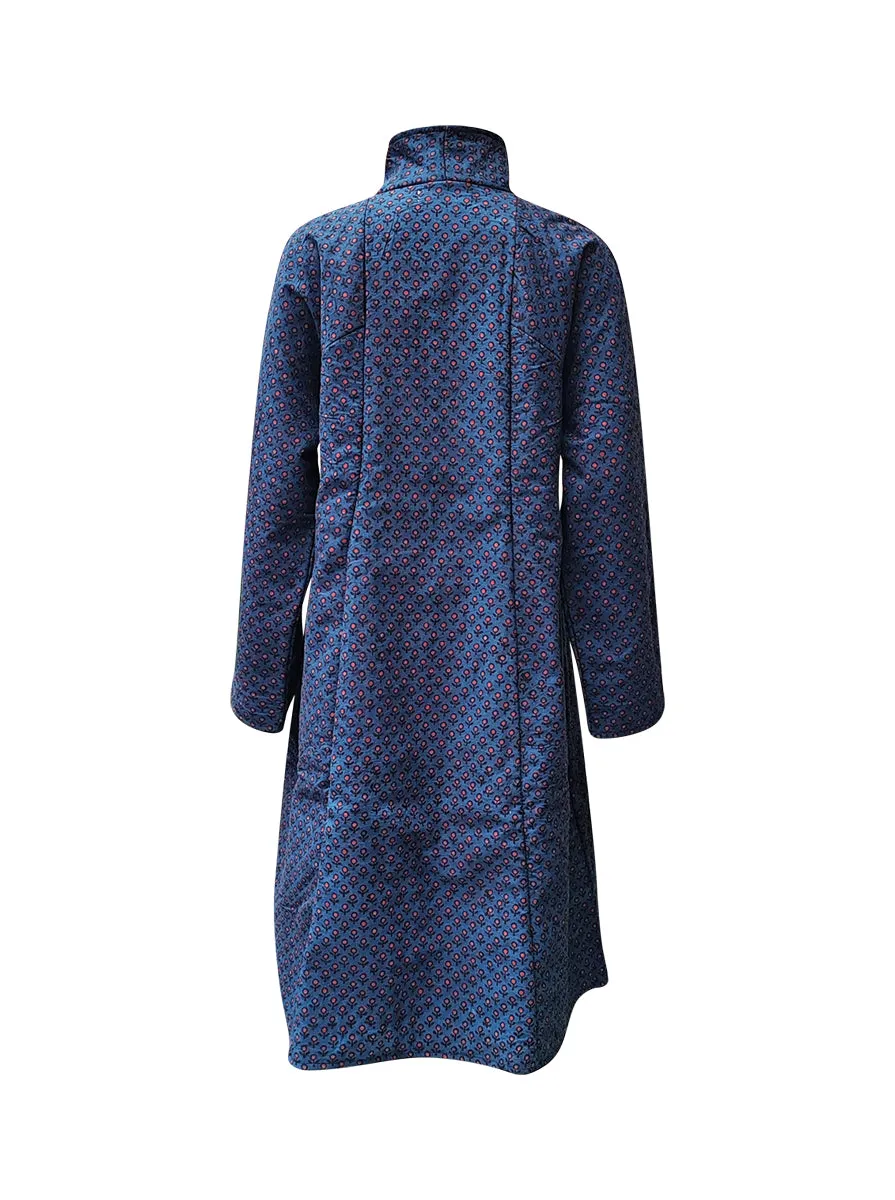 reversible recycled wool coat blue