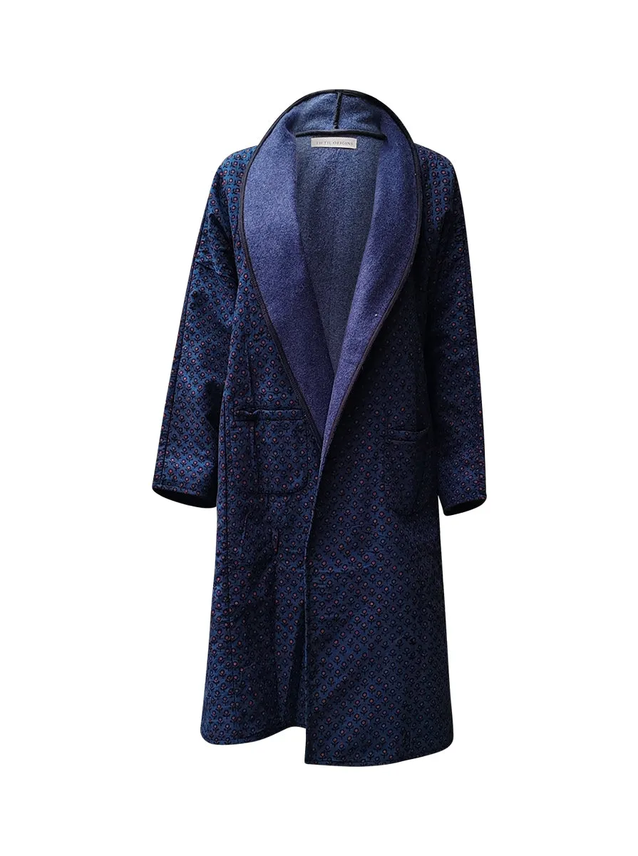 reversible recycled wool coat blue