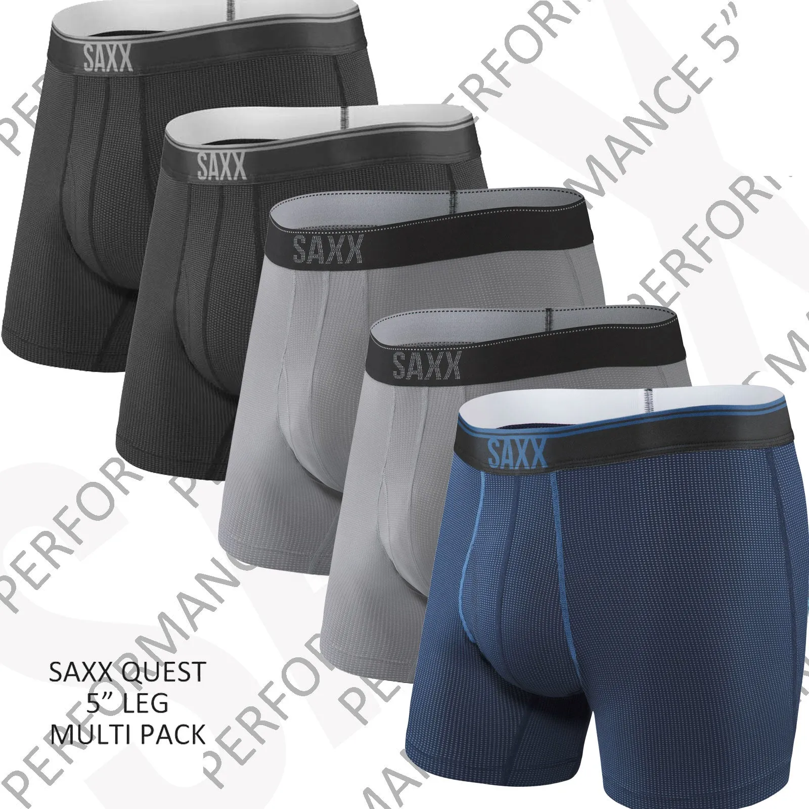 SAXX Men's 5 Inch Quest Boxer Briefs MULTI-PACK {SAX-BB70F-MULTI}