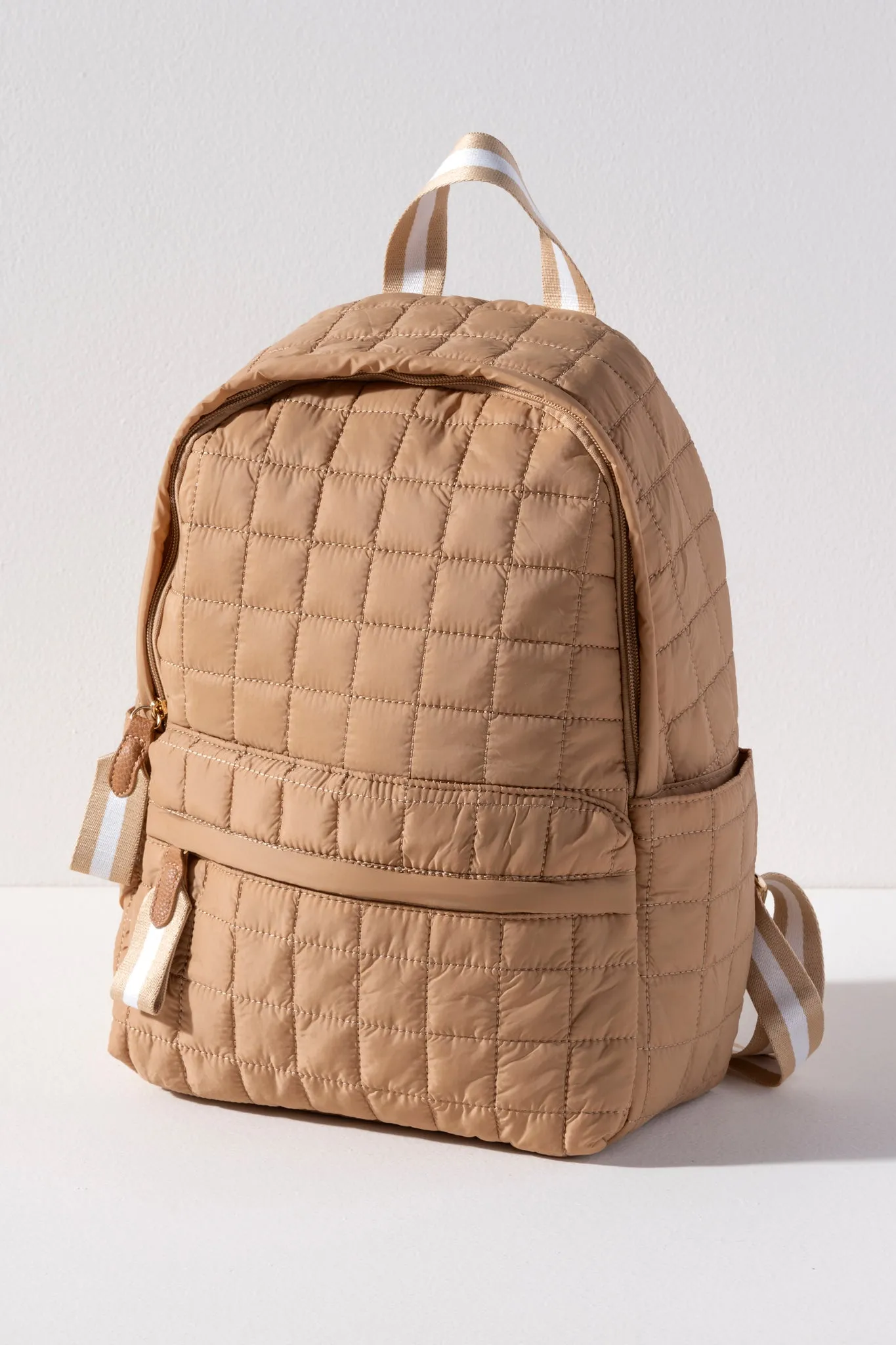 Shiraleah Ezra Quilted Nylon Backpack, Tan