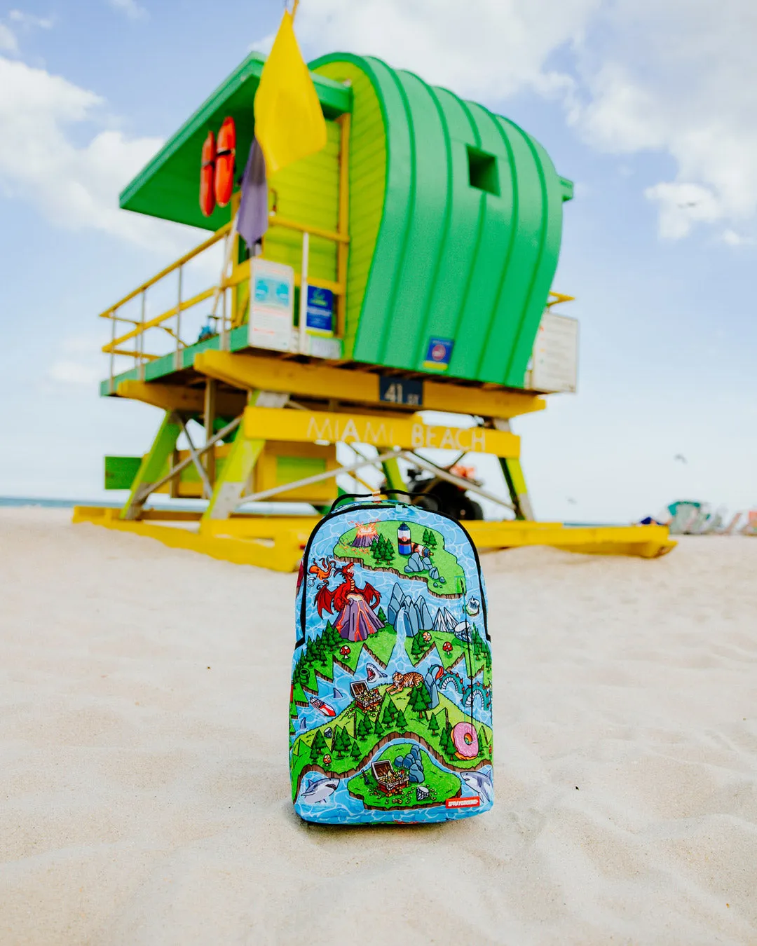 Sprayground Shark Island Aventure Backpack - Blue / Green / Pink