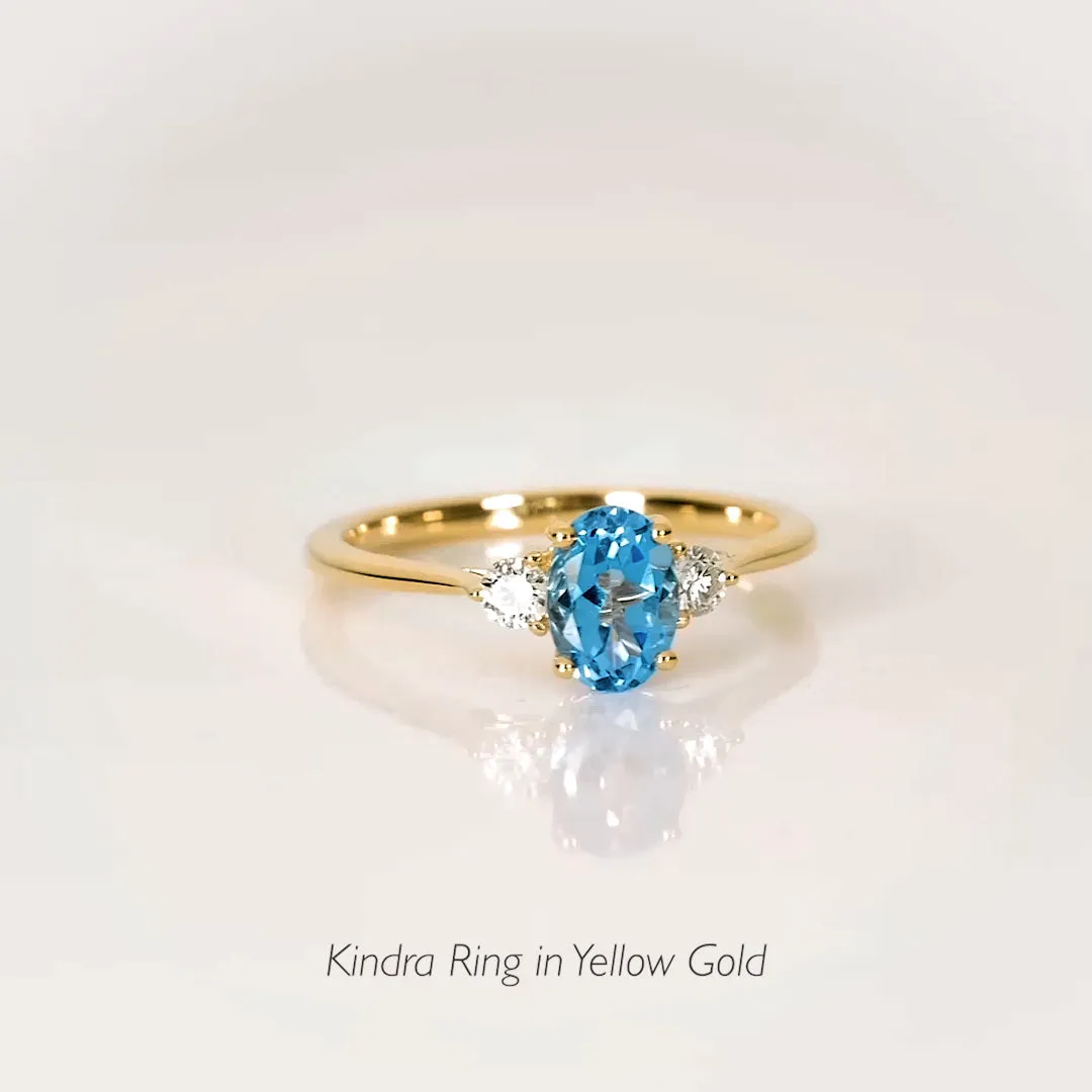 Swiss Blue Topaz and Diamond Ring 14k Gold - Kindra