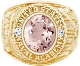 USNA Class Ring Mod™ with Morganite Centerpiece and Diamond Dividers