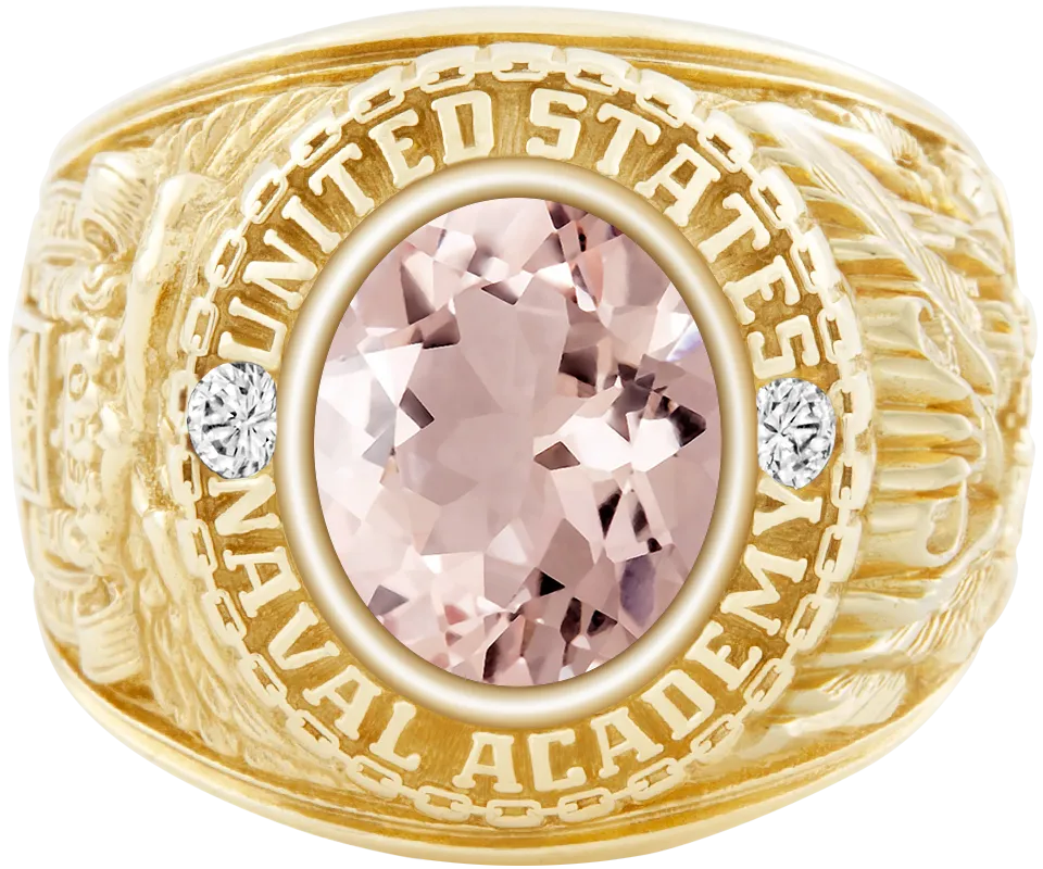 USNA Class Ring Mod™ with Morganite Centerpiece and Diamond Dividers