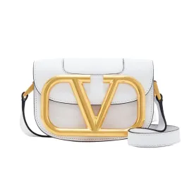 Valentino Garavani Supervee Ivory Leather Small Crossbody Bag