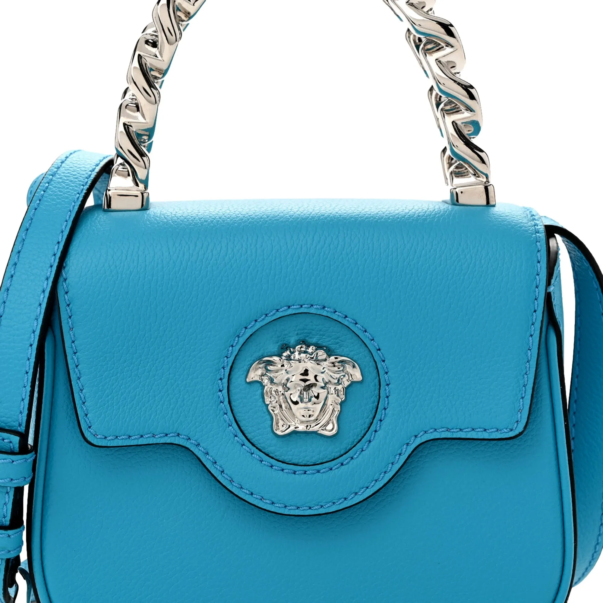 Versace Blue La Medusa Mini Top-Handle Bag