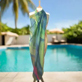 Watercolour Scene Large Scarf/Sarong - Green (140x180cm)