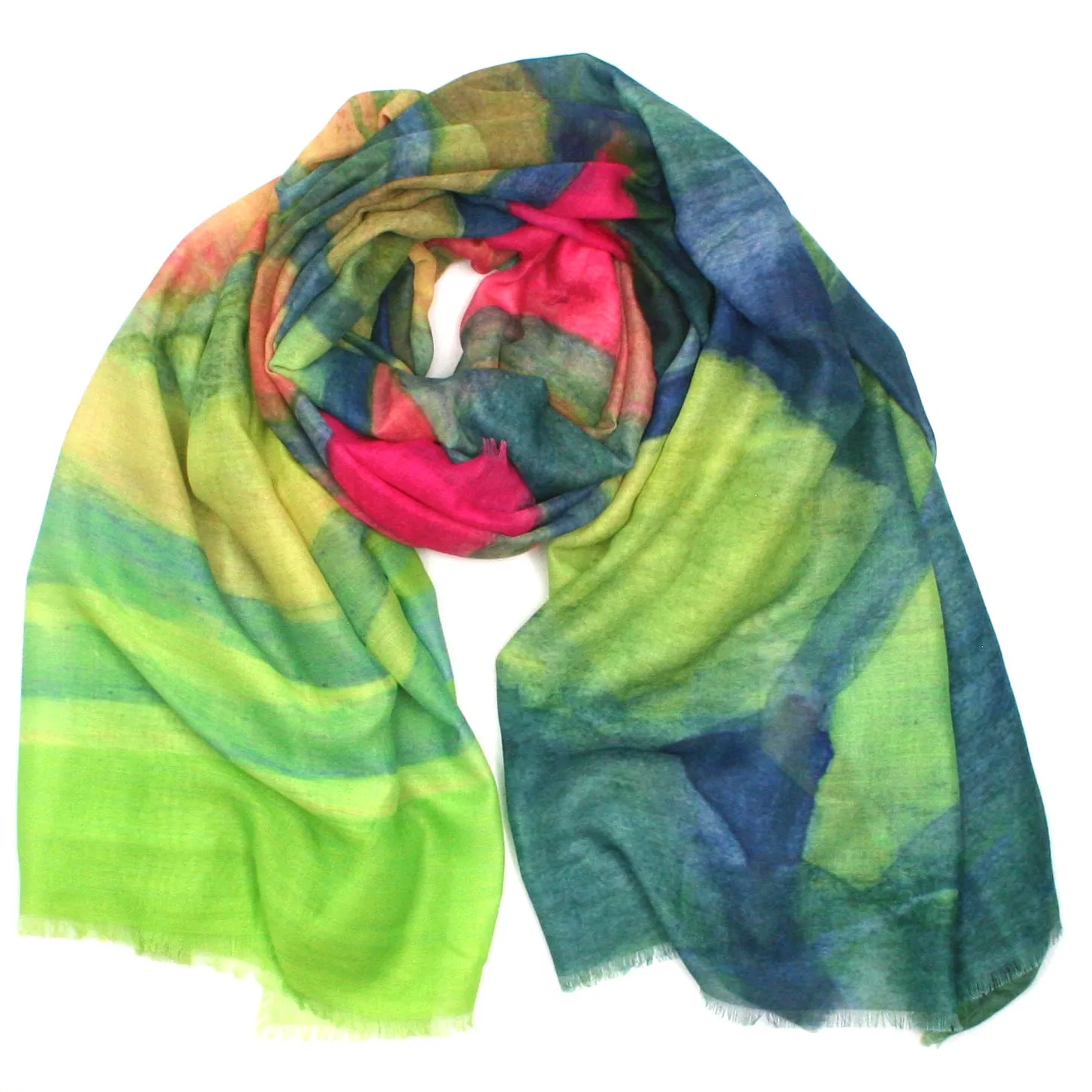 Watercolour Scene Large Scarf/Sarong - Green (140x180cm)