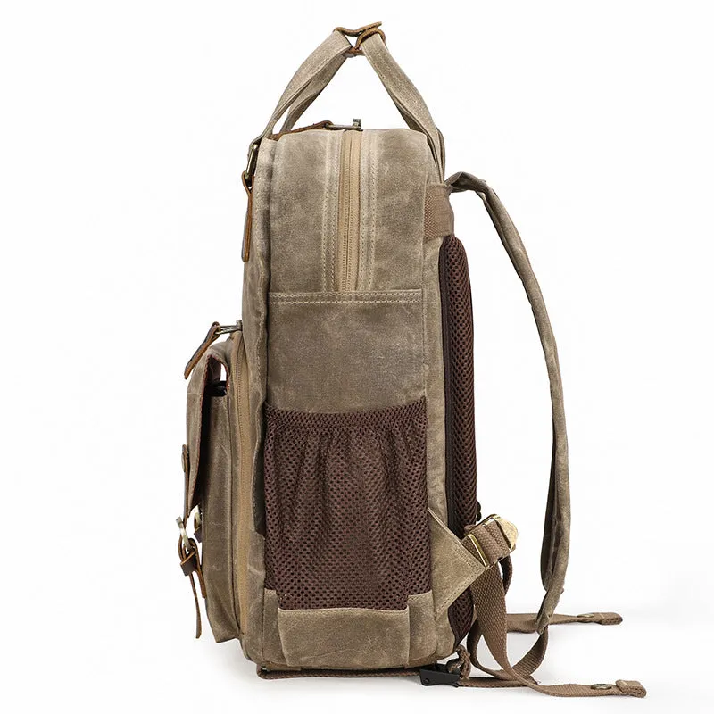 Waxed Canvas Camera Backpack Vintage DSLR Camera Backpack Travel Backpack