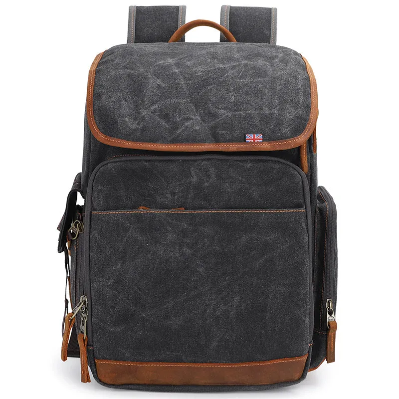 Waxed Canvas DSLR Camera Backpack Waterproof Travel Backpack Laptop Backpack QK-001