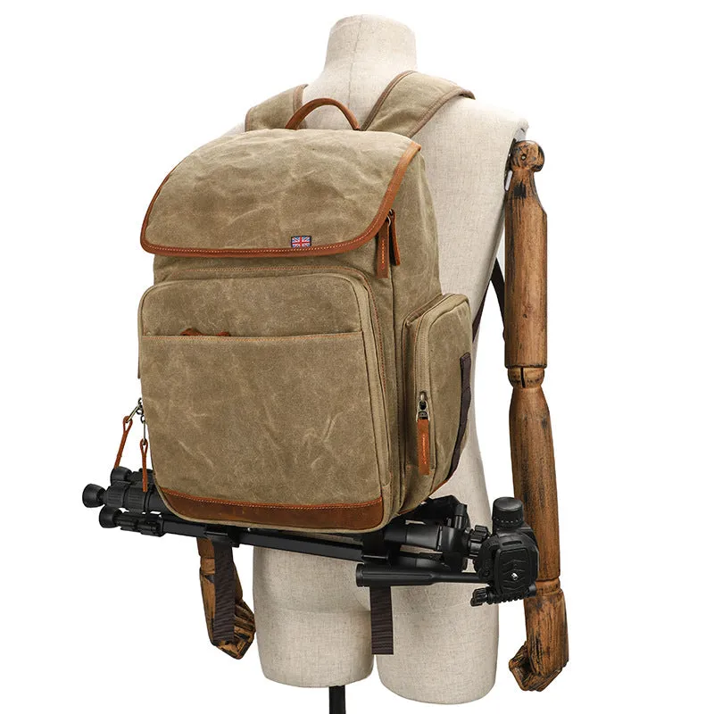 Waxed Canvas DSLR Camera Backpack Waterproof Travel Backpack Laptop Backpack QK-001