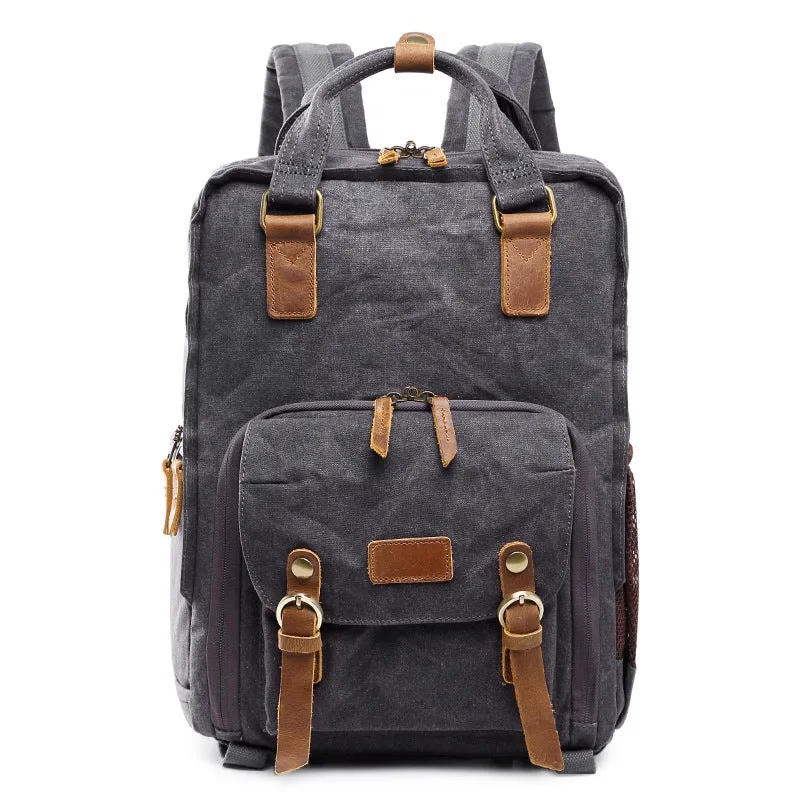 Waxed Canvas Travel Backpack DSLR Camera Backpack Casual School Backpack Q272