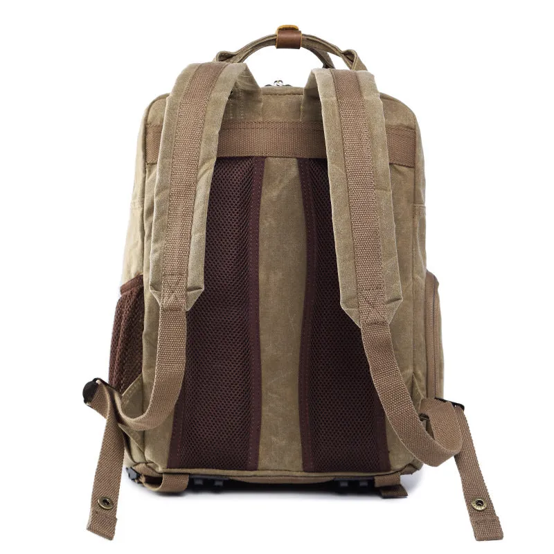 Waxed Canvas Travel Backpack DSLR Camera Backpack Casual School Backpack Q272