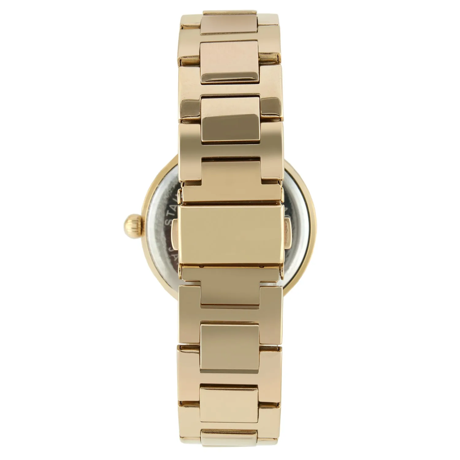 Women 38mm  Gold Plated Bracelet Watch With Crystal Bezel