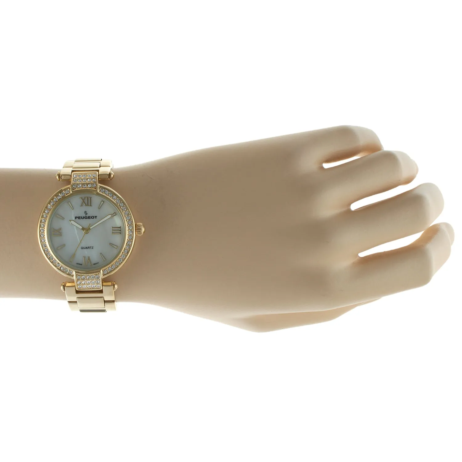 Women 38mm  Gold Plated Bracelet Watch With Crystal Bezel