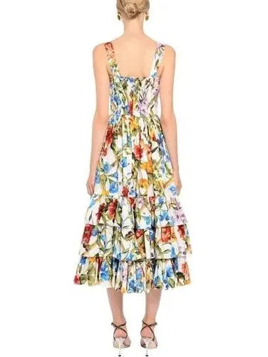 Women’s Bamboo Printed Tiered Midi Dress