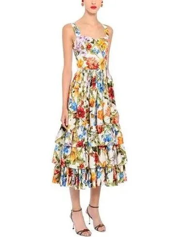 Women’s Bamboo Printed Tiered Midi Dress