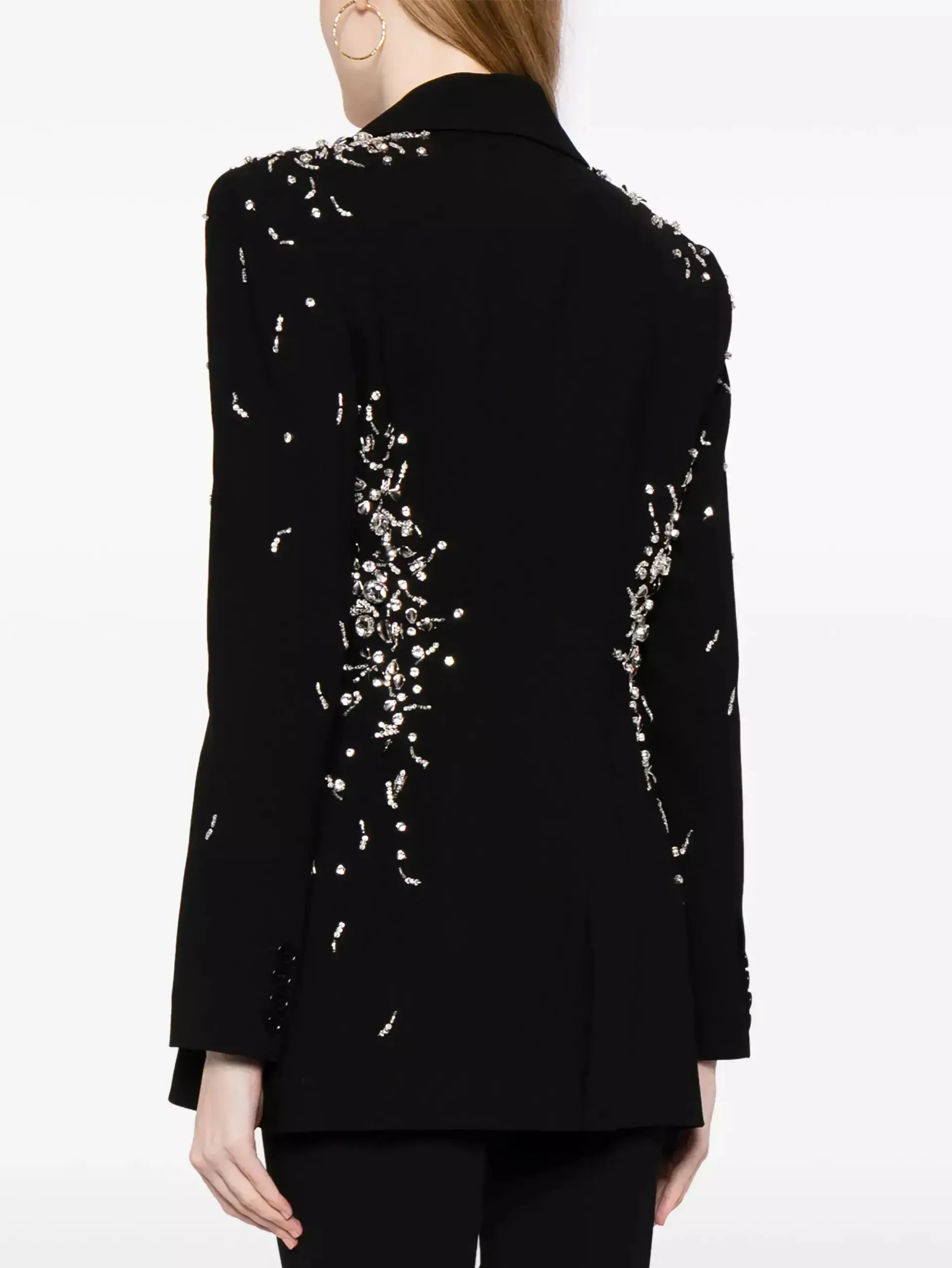 Women’s Crystal and Sequin-Embellished Double-Breasted Black Blazer