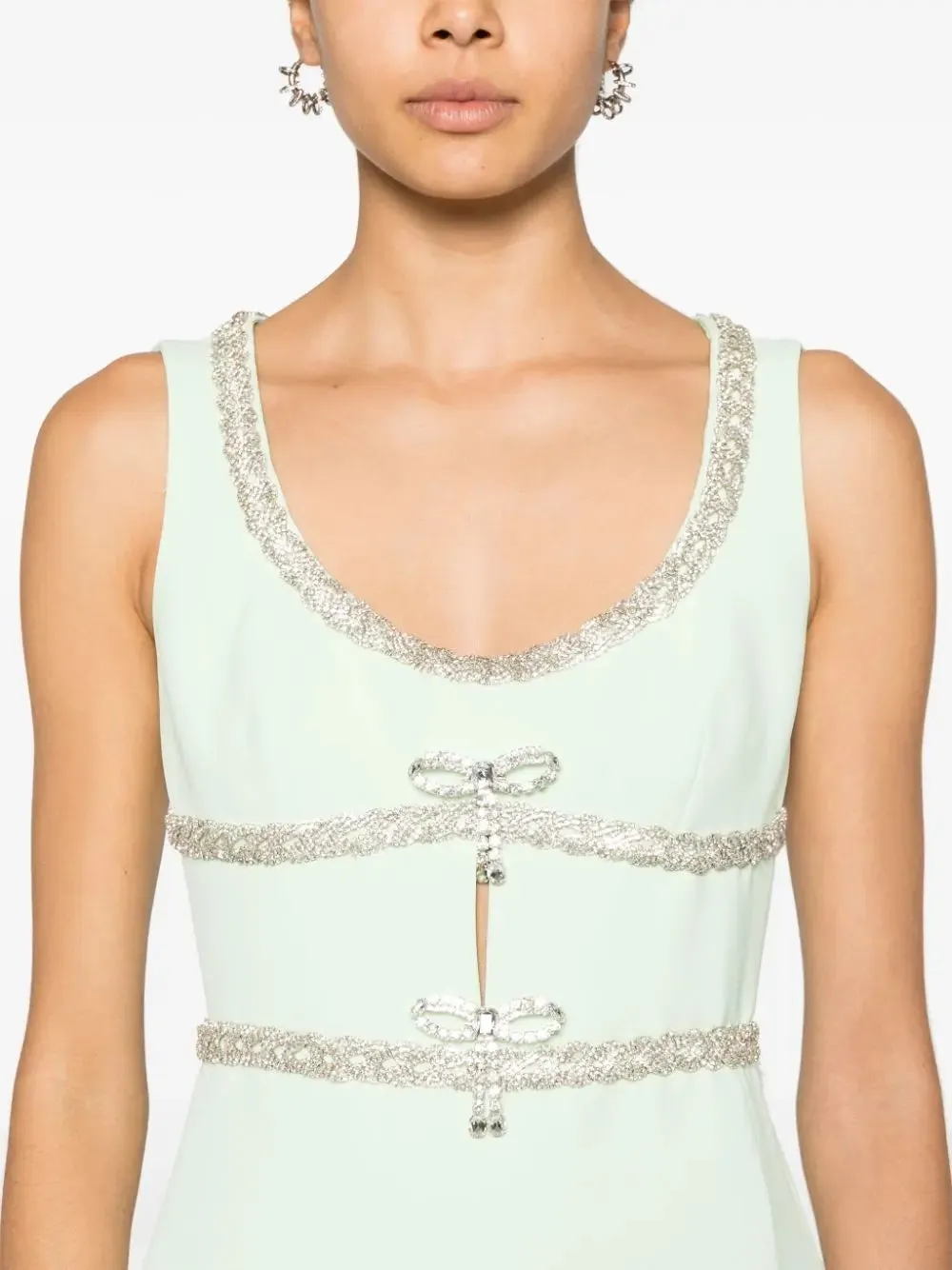 Women’s Crystal Bow Embellished Mint Green Mini Dress