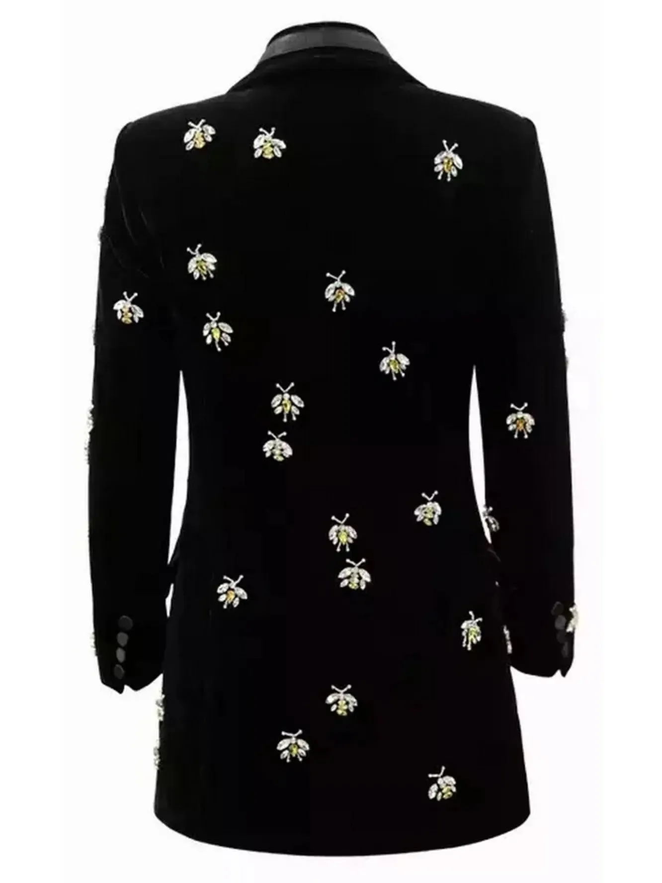 Women’s Crystal Bugs Embellished Velvet Blazer