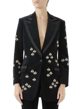 Women’s Crystal Bugs Embellished Velvet Blazer