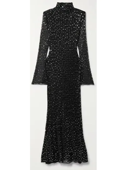 Women’s Crystal-Embellished Mesh Maxi Dress