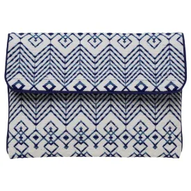 Woven Cotton Clutch Bag - Cream/Navy